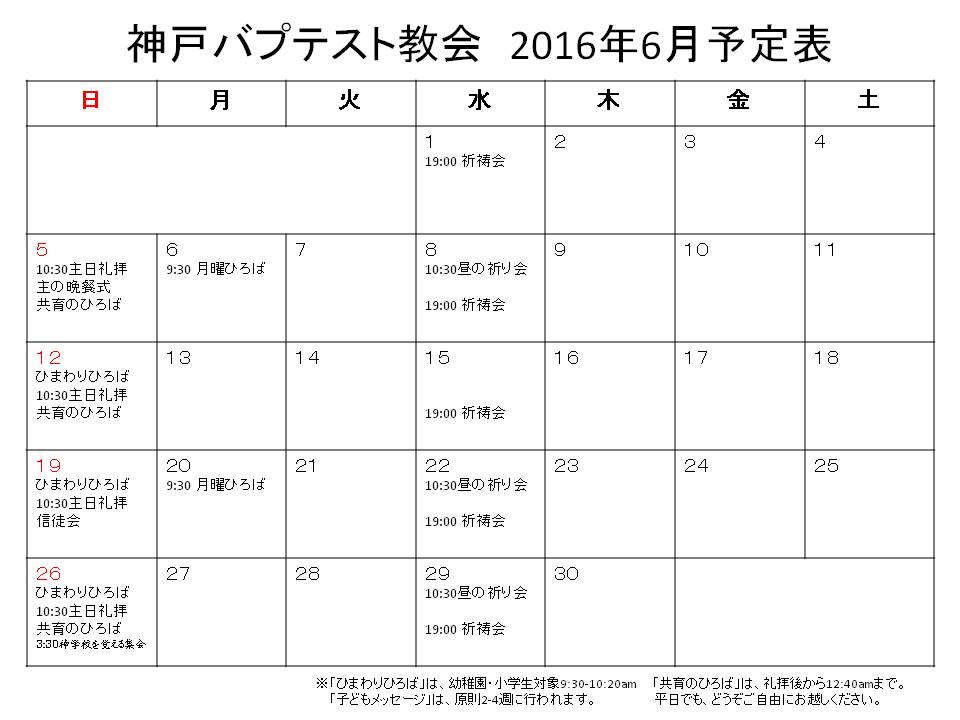 ホームページ用　予定表2016-6